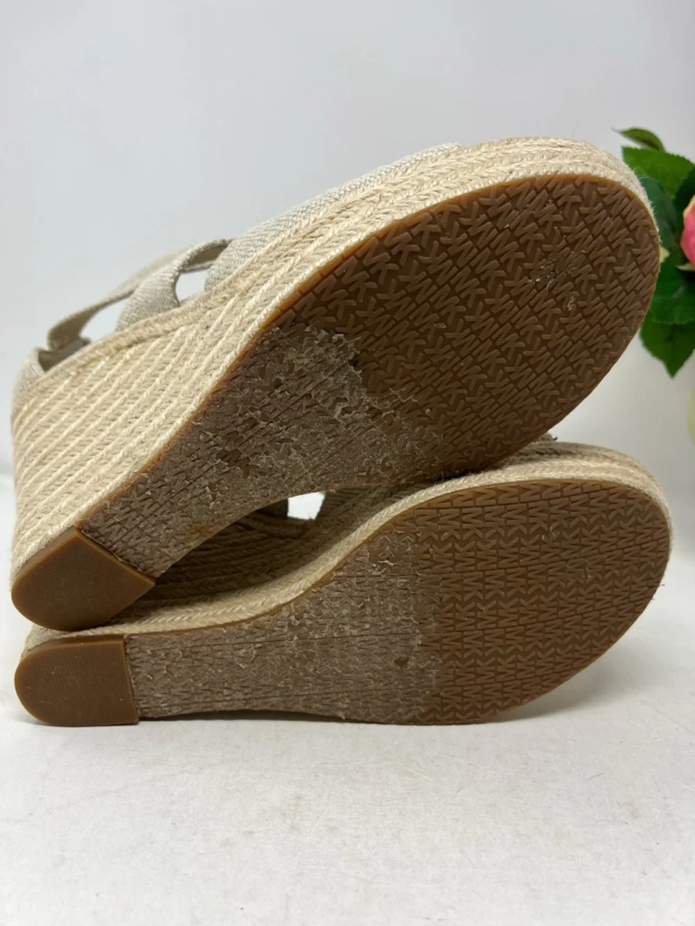 MICHAEL MICHAEL KORS DAMITA WEDGE OPEN TOE CANVAS ZIP UP SANDAL ESPADRILLES 8.5